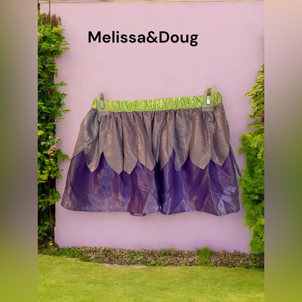 Melissa & Doug purple layered skirt with green waist band fits 3-6